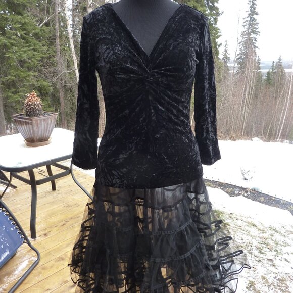 NOMADIC TRADERS GOTH WEDDING BLACK CRUSHED VELVET LONG SLEEVE SHIRT BOHO GYPSY L - Picture 12 of 16